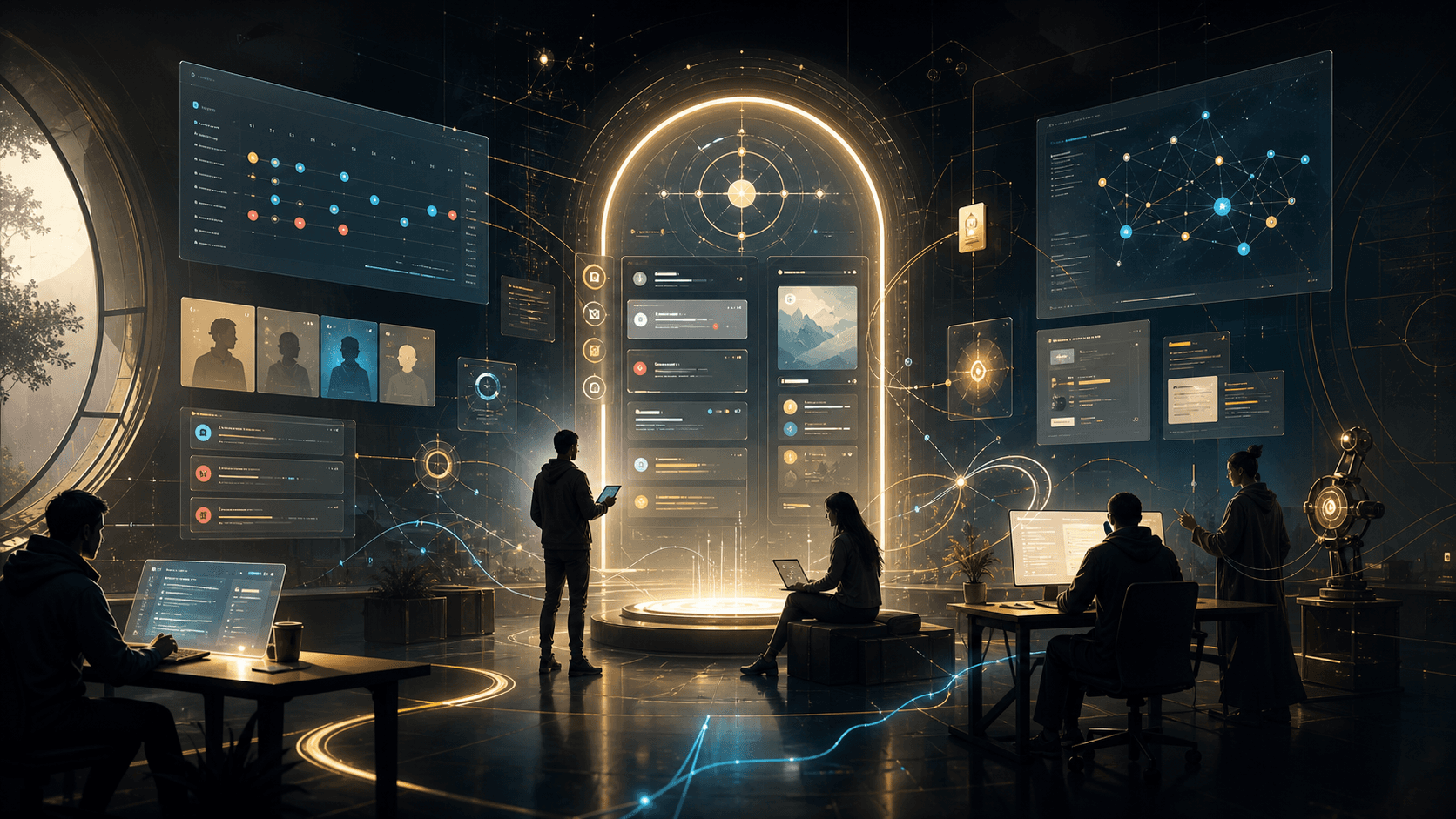 Editorial header image for The Portal launch announcement: a luminous digital coworking interface for RaidGuild activity.