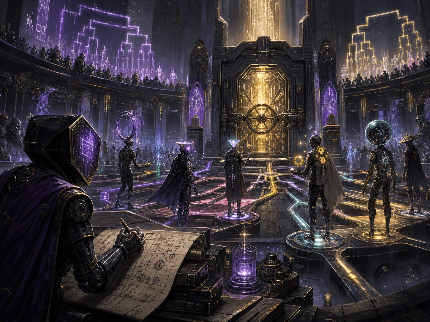 Editorial illustration of Agent Fight Club as an inspectable onchain coordination arena.